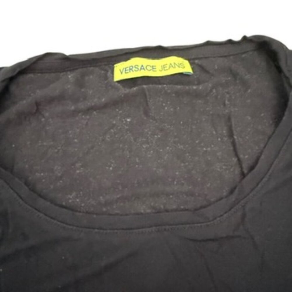 Versace Jeans Black Gold Signature Tee T-shirt 42 US 6 studded rhinestones - Picture 4 of 8